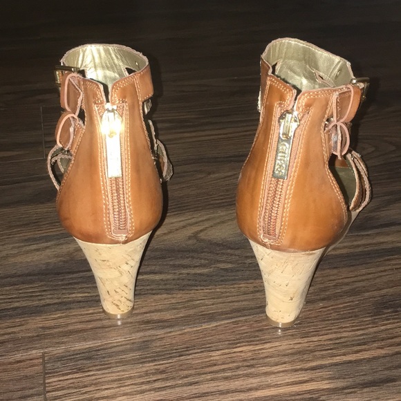 Guess brown and gold cork wedge heels - Picture 3 of 7